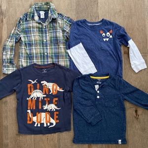 4 Carter’s long sleeve shirts 3T